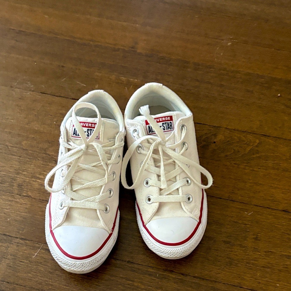 Converse Kids Cream Sneakers with Red Accents